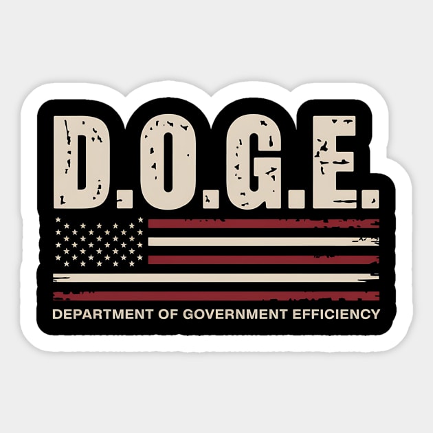 Doge Department Of Government Efficiency Us Flag Sticker by ArtistTee ⭐⭐⭐⭐⭐